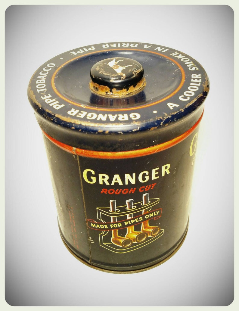 Vintage Granger Pipe Tobacco Rough Cut Tin/A Pointer on tobacco Tin/Tobacciana / Storage Tin / Tin Box/Best Gift Idea/Primitive Decor/ F1565 image 4