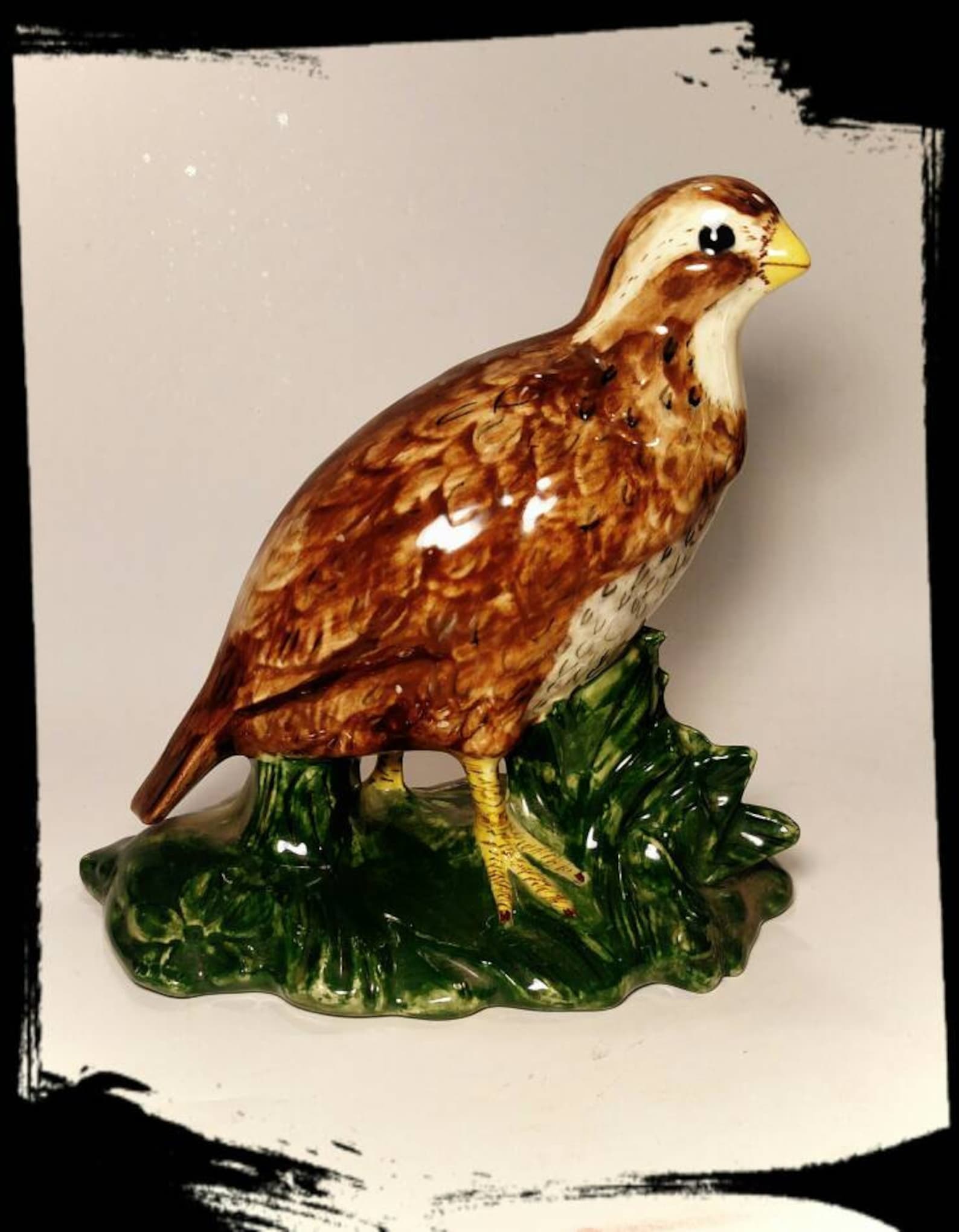 Vintage Quail Figurine by Pullen 1957/ Porcelain Grouse/ Wildlife