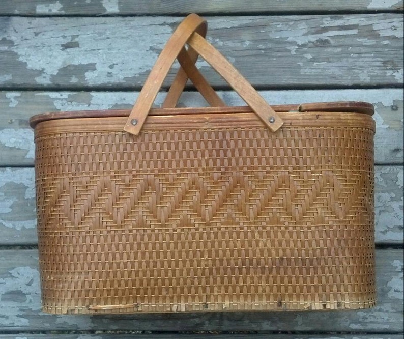 Vintage Hawkeye Picnic Basket Burlington Iowa With Pie Shelf / Etsy