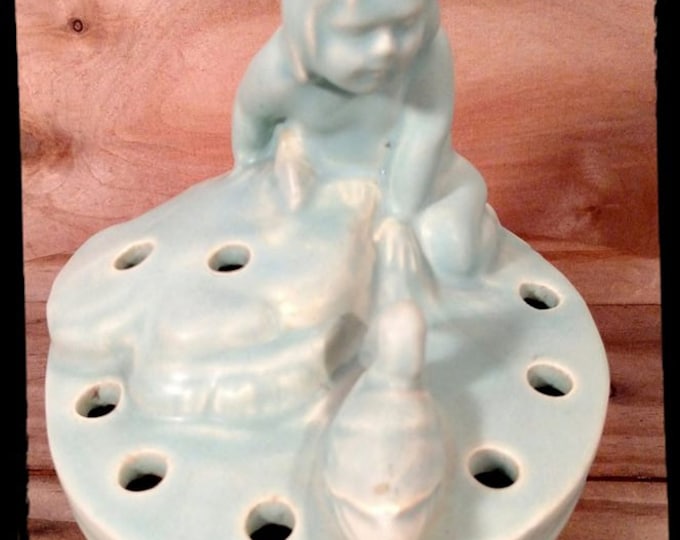 Antique Weller Hobart Child and Duck 1920's / Weller Hobart Matt