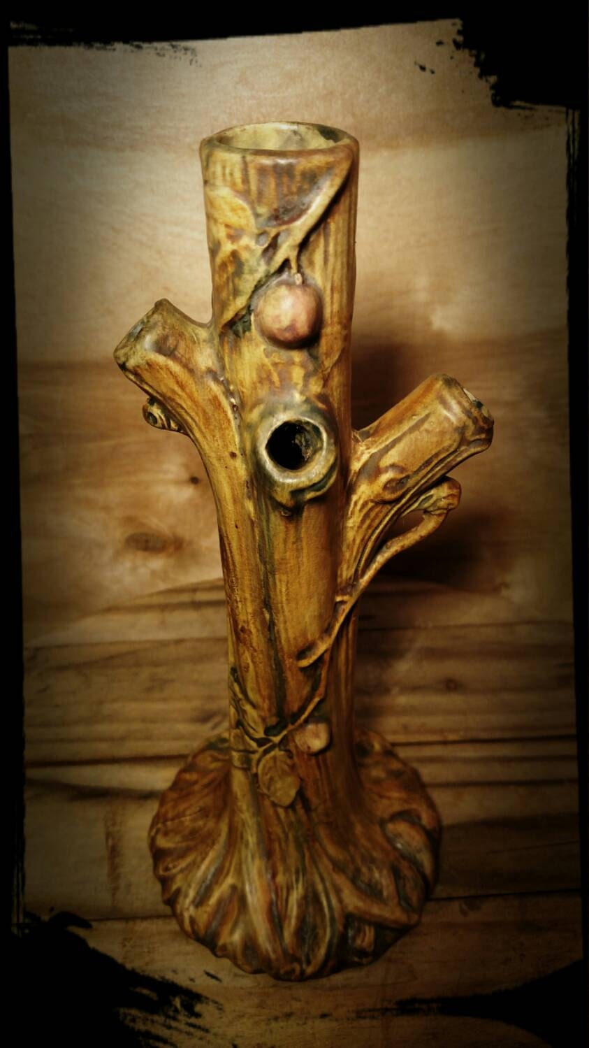 Antique Weller Woodcraft Art Ware Tree Trunk Vase Signed il fullxfull owk5