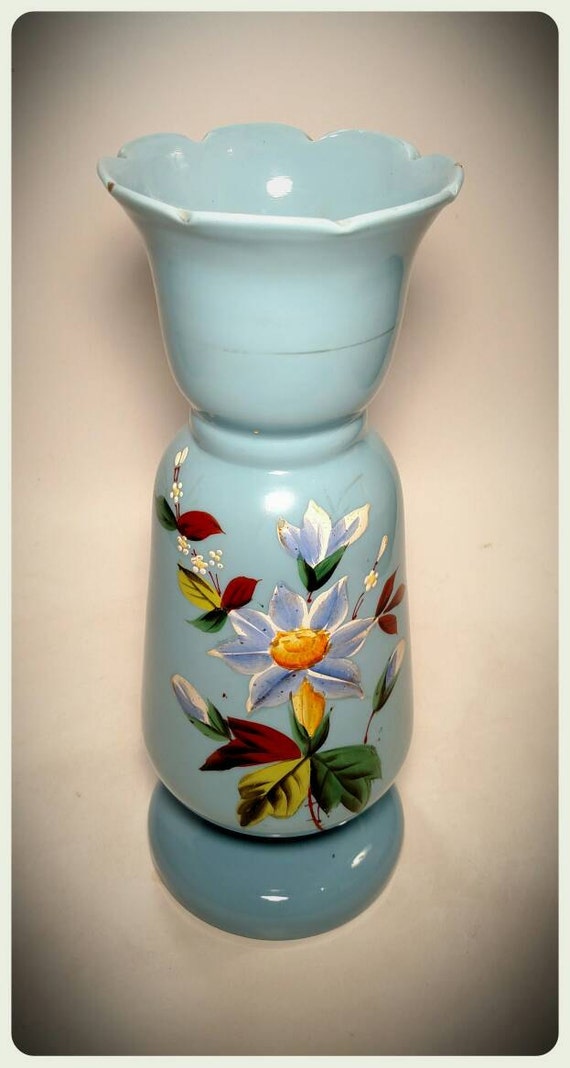 Vintage Blown Glass Vase In Blue Translucent Glass And Hand Etsy