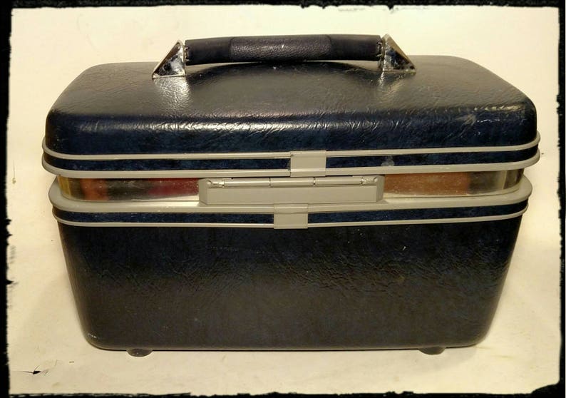 Vintage Samsonite Profile II Navy Blue Train Case/ Overnight Case/ Makeup Case/cosmetic Dark