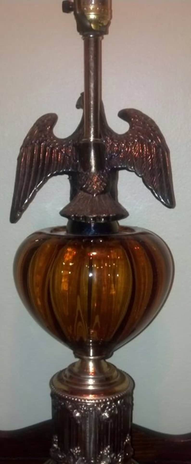 Vintage Brass Eagle Globe lamp / Vintage Eagle Table Lamp