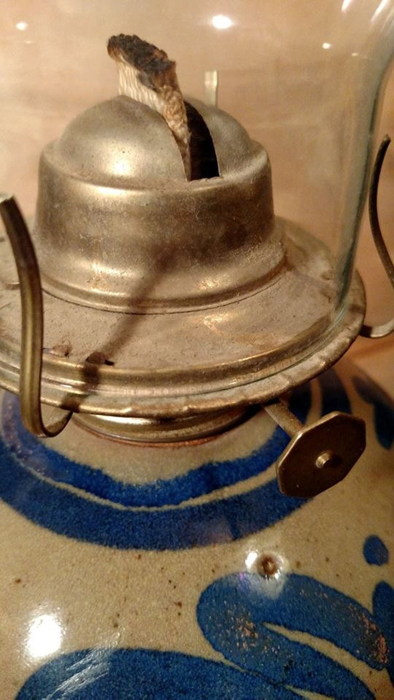 Vintage Potpourri Potters Hurricane Oil Lamp With Stoneware Etsy