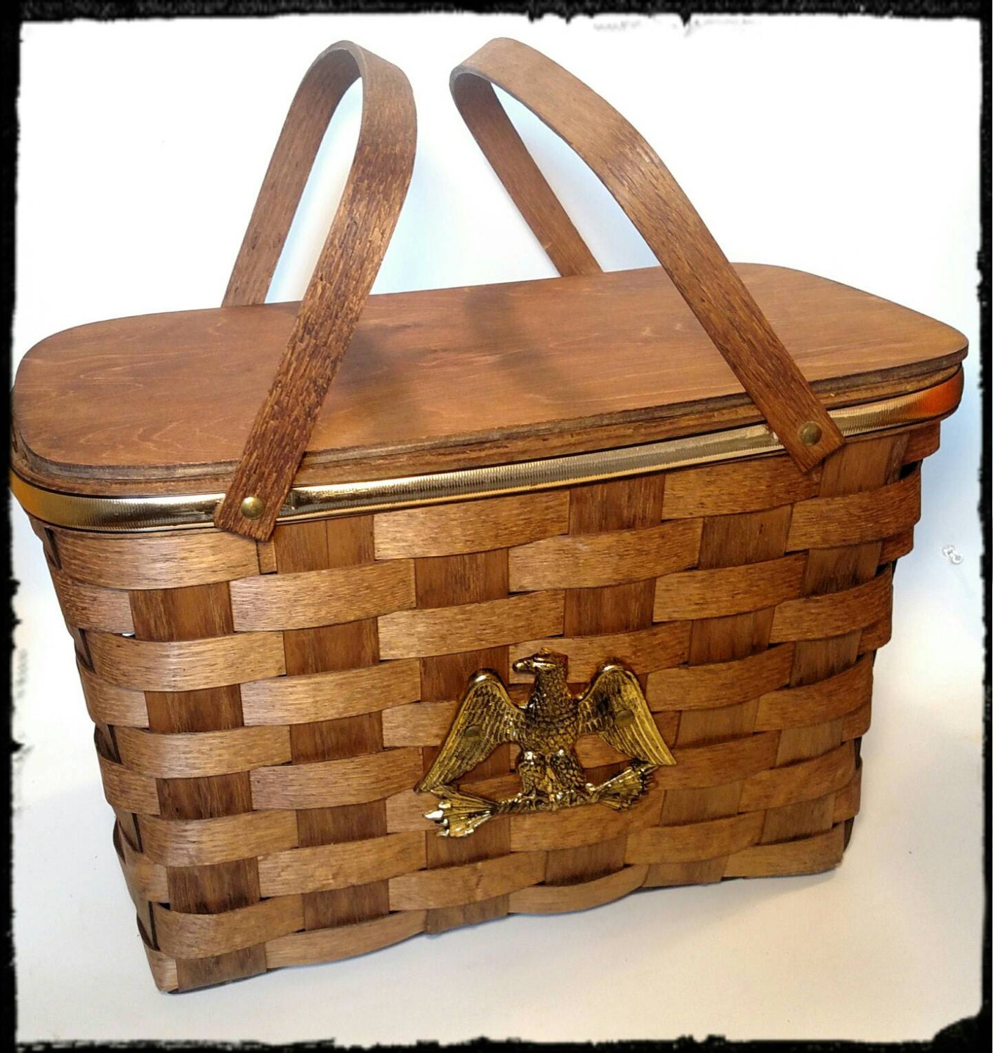 Vintage Basketville Picnic Basket Bicentennial Celebration/ Wood ... Vintage Basketville Picnic Basket Bicentennial Celebration/ Wood ...