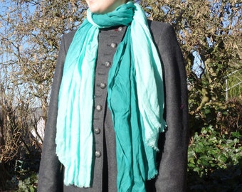 TIE DYE SCARF - mint and emerald - hand dyed scarf - viscose scarf - womens accessories scarves - fashion - cocktail style - soft cosy long