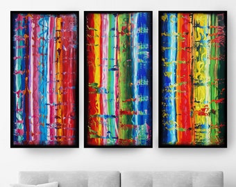 Art print on canvas - ready to hang - colorful abstract wall art - D05456 Extra Large prints - mid century modern art for Modern Living Room