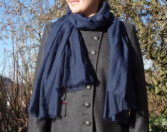 ÉCHARPE BLEU MARINE - écharpe longue - foulard viscose - écharpes accessoires femme - mode - street style - soft cosy large écharpe oversize pareo