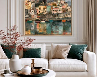 Amalfi Wall Art Print, (Framed Canvas, Metal, Acrylic, Photo board) | Large Coastal Decor DS0806F