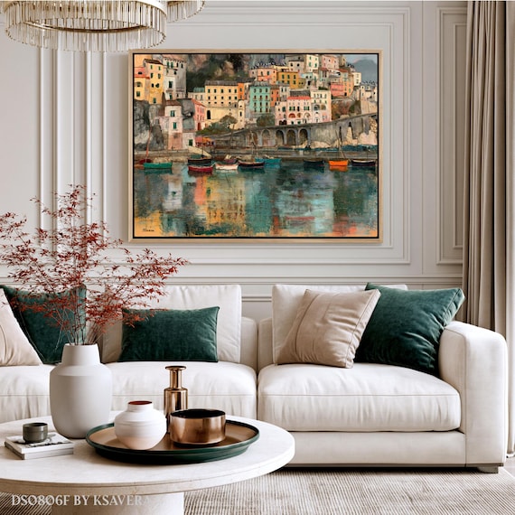 Amalfi Wall Art Print, (Framed Canvas, Metal, Acrylic, Photo board) | Large Coastal Decor DS0806F