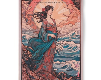 Japanese goddess DS0351 - portrait - Large Giclée print on canvas XXL - 80x120 or 60x90x4 cm - Limited edition of 10