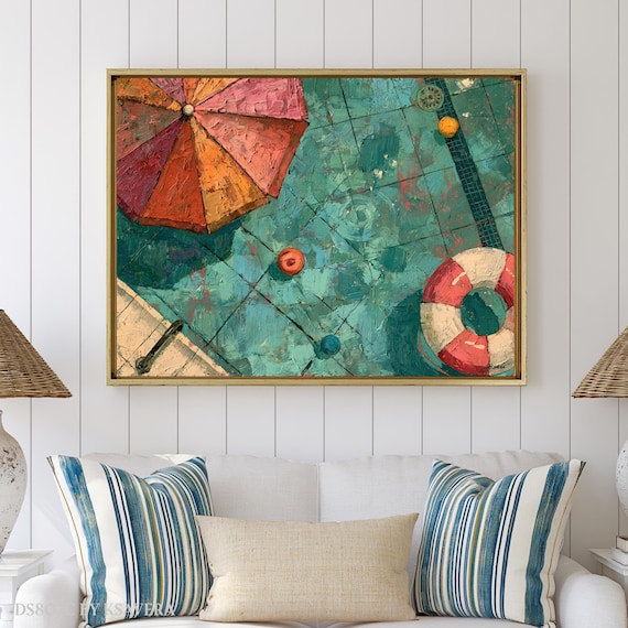 Swimming pool Print | Framed Canvas, Acrylic | Large Decor, Housewarming Gift, Wall Art DS0807B