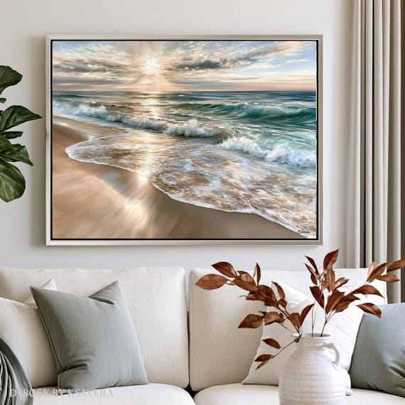 Sunny sunset beach, Coastal Wall art | seashore Marine Decor | Acrylic glass print | DS0806X