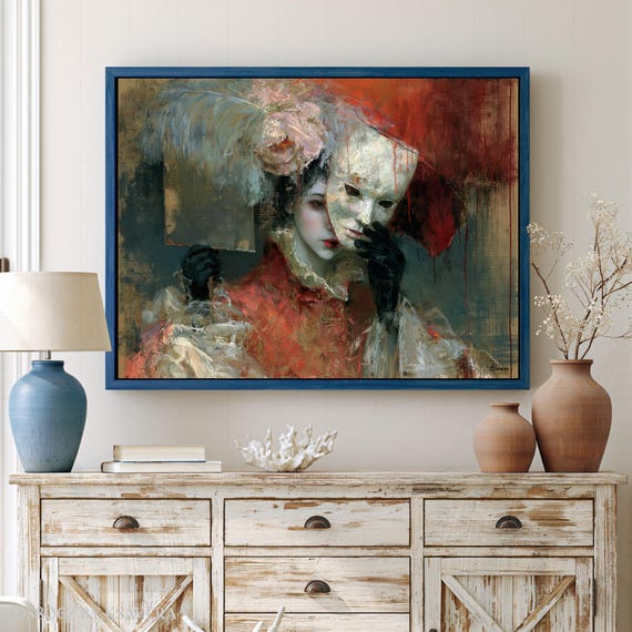 venetian mask mystery Art Print | Canvas, Acrylic, Metal | Large Dark Wall Decor DS0806Z