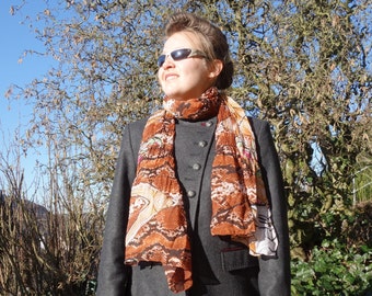 PLEATED snakeskin SCARF - snake skin scarf - womens accessories scarves - fashion scarf - BRoWN scarf - boho street style - soft cosy long