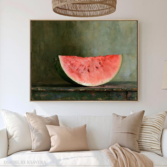 Watermelon Wall Art, Summer Print, Impressionist Kitchen Decor - Canvas, Metal, Acrylic - DS0806L
