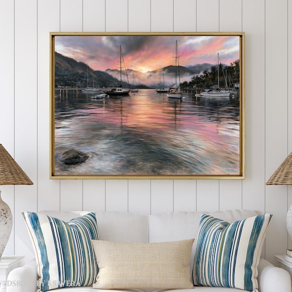 Sunset in Harbor Wall Art Print, (Framed Canvas, Metal, Acrylic, Photo board) | Decor DS0807E