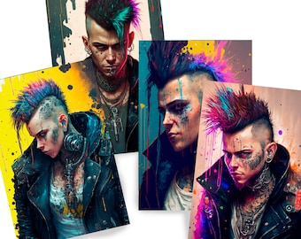 Cyber punk DS0122 - Limited edition 10 - Print set of 4 sheets - synthography Printed on glossy premium fine art photo paper 20x30 cm