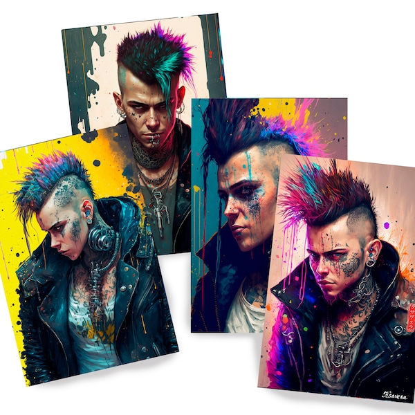 Cyber punk DS0122 - Limited edition 10 - Print set of 4 sheets - synthography Printed on glossy premium fine art photo paper 20x30 cm