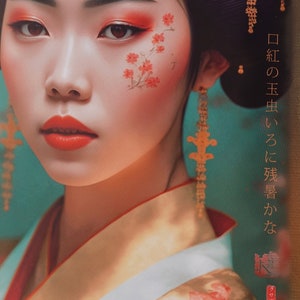 Japanese gold geisha DS0157 portrait Large Giclée print on canvas XXL 80x120 or 60x90x4 cm Limited edition of 10 imagem 6