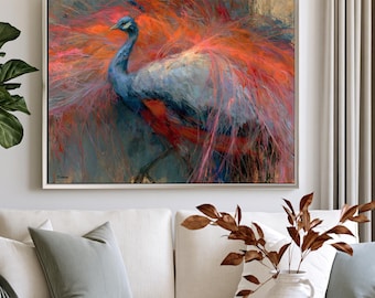 Peacock Wall Art Print, (Framed Canvas, Metal, Acrylic, Photo board) | Large Home Decor DS0805X