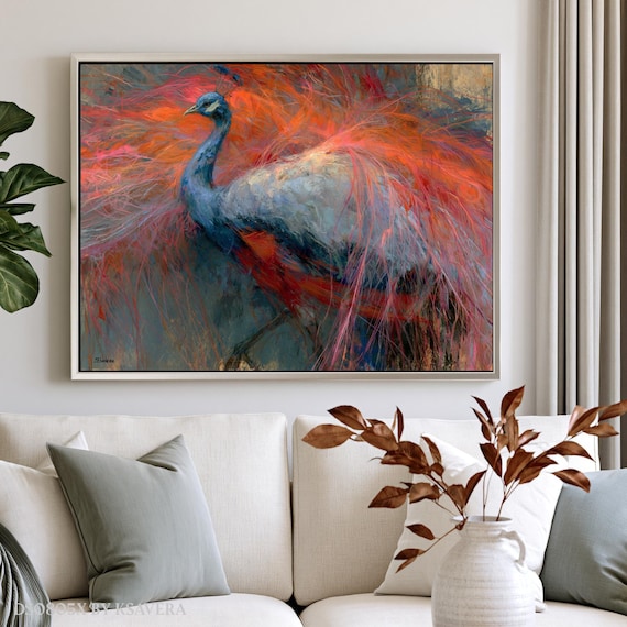 Peacock Wall Art Print, (Framed Canvas, Metal, Acrylic, Photo board) | Large Home Decor DS0805X