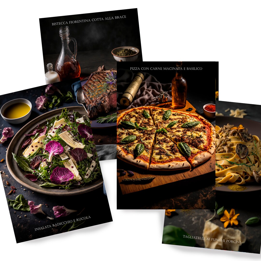 food photography canvas print: kitchen & restaurant... Italian Restaurant DS0144 - Digital Print Set of 4 - Synthography Fine ...
