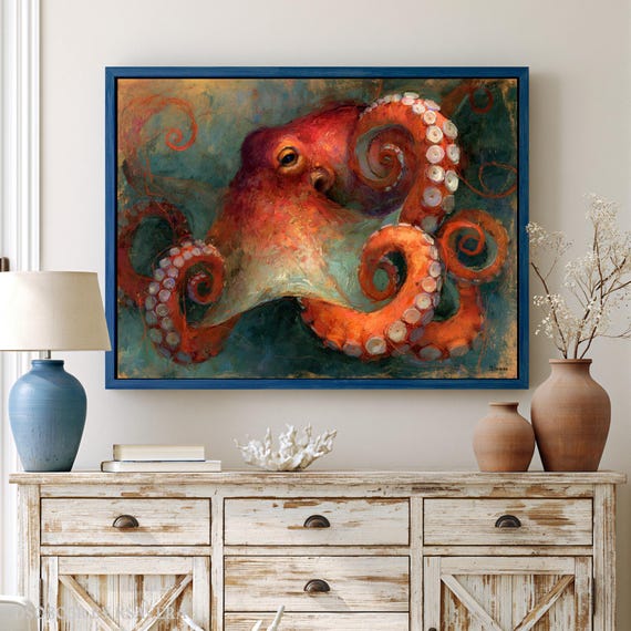 Octopus Wall Art Print, Large Home Decor (Framed Canvas, Metal, Acrylic, Photo board) | DS0805R