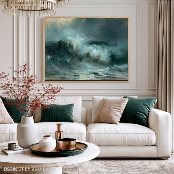 Stormy Ocean Sky, Dramatic Sea Scene - Coastal Wall Print | Wave Splash Marine Decor | DS0805T
