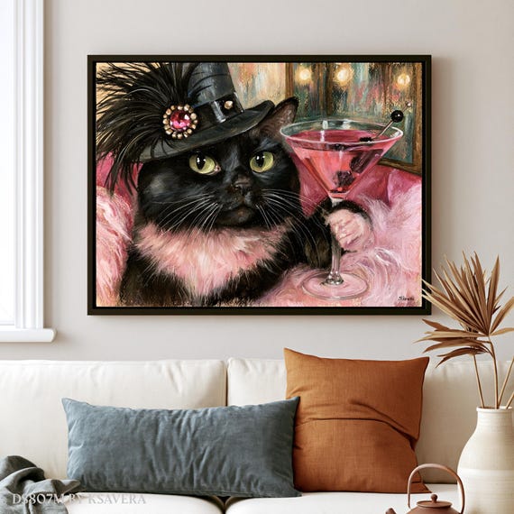 Black Cat Wall Art Print, Large Decor (Framed Canvas, Metal, Acrylic, Photo board) | DS0807M