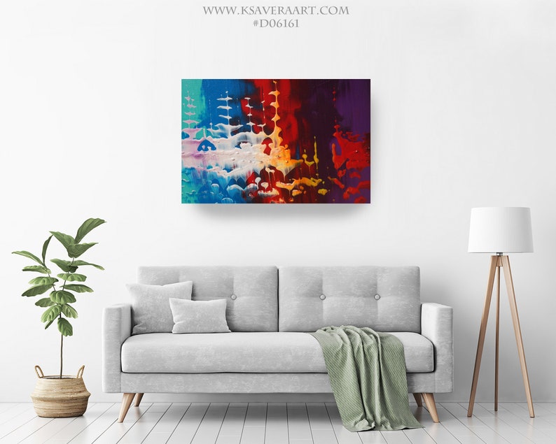 Colorful Abstract Giclee Print Extra Large Fine Art Print on Canvas abstract canvas art D06161 mid century modern wall art image 4