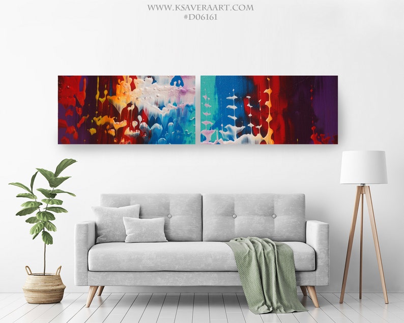 Colorful Abstract Giclee Print Extra Large Fine Art Print on Canvas abstract canvas art D06161 mid century modern wall art image 2