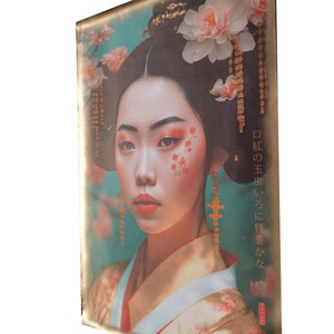 Japanese gold geisha DS0157 portrait Large Giclée print on canvas XXL 80x120 or 60x90x4 cm Limited edition of 10 imagem 2