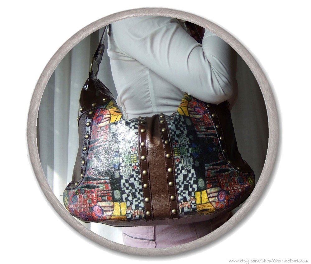 Abstract TOTE BAG Decoupage Bag Faux Leather Personalized Etsy