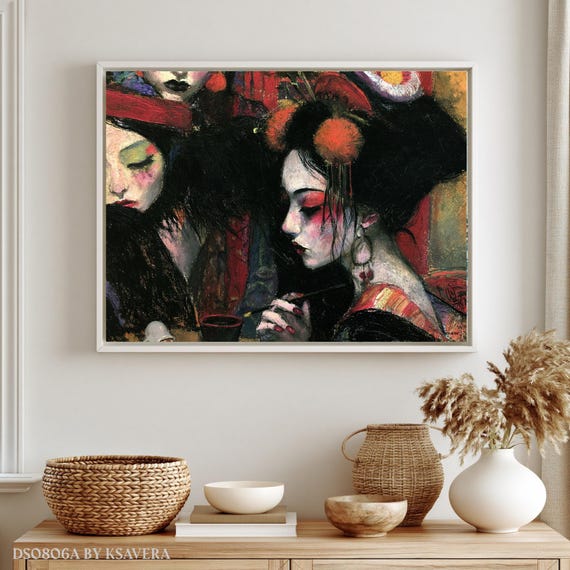 Geisha Wall Art Print, (Framed Canvas, Metal, Acrylic, Photo board) | Large Home Decor DS0806A