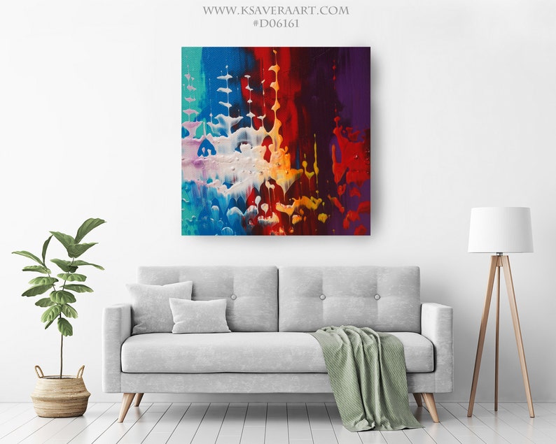 Colorful Abstract Giclee Print Extra Large Fine Art Print on Canvas abstract canvas art D06161 mid century modern wall art image 3