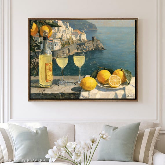 Lemon Wall Art, Italian Limoncello Amalfi Print, Impressionist Kitchen Decor - Canvas, Metal, Acrylic - DS0806P