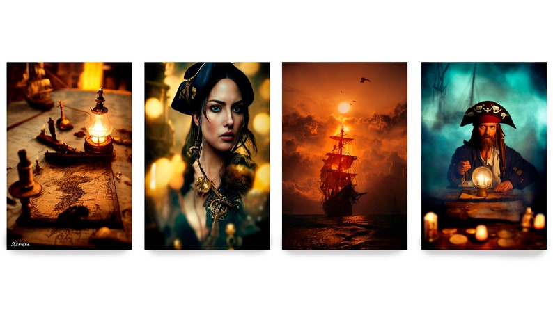 Pirats DS0014 Limited edition 10 Print set of 4 sheets synthography Printed on glossy premium fine art photo paper 20x30 cm imagem 2