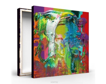 Rainbow Abstract Giclee Print - Extra Large Fine Art Print on Canvas - abstract canvas art - D07312 - mid century modern wall art