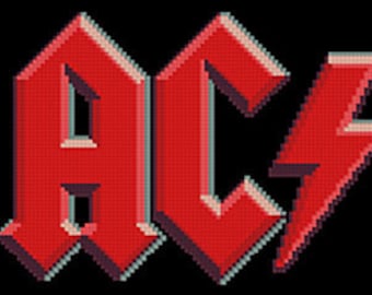 PDF Cross Stitch Pattern, AC/DC logo, Downloader Chart -GNR1301B0101