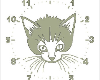 Long proyect - Cross Stitch Pattern, Cat Watch, clock cross stitch downloader