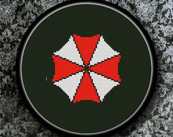 PDF Cross Stitch Pattern, Umbrella Logo, Resident Evil Cross Stitch, Downdloader Cross Stitch Chart