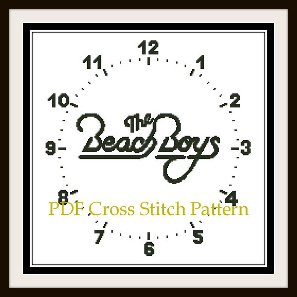 PDF Cross Stitch Pattern, The Beach Boys logo clock, Downloader Chart -GNR1301B0101