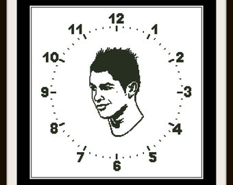 PDF Cross Stitch Pattern, Cristiano Ronaldo Watch, Real Madrid, Football, Downloader Chart, Clock Cross stitch