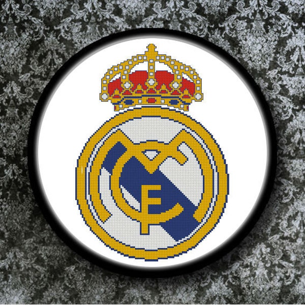 PDF Gráfico Punto de Cruz, Escudo Fútbol Real Madrid Punto de Cruz, Cross Stitch Pattern