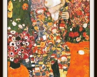 PDF Cross Stitch Pattern, The Dancer by Gustav Klimt, Downdloader Cross Stitch Chart