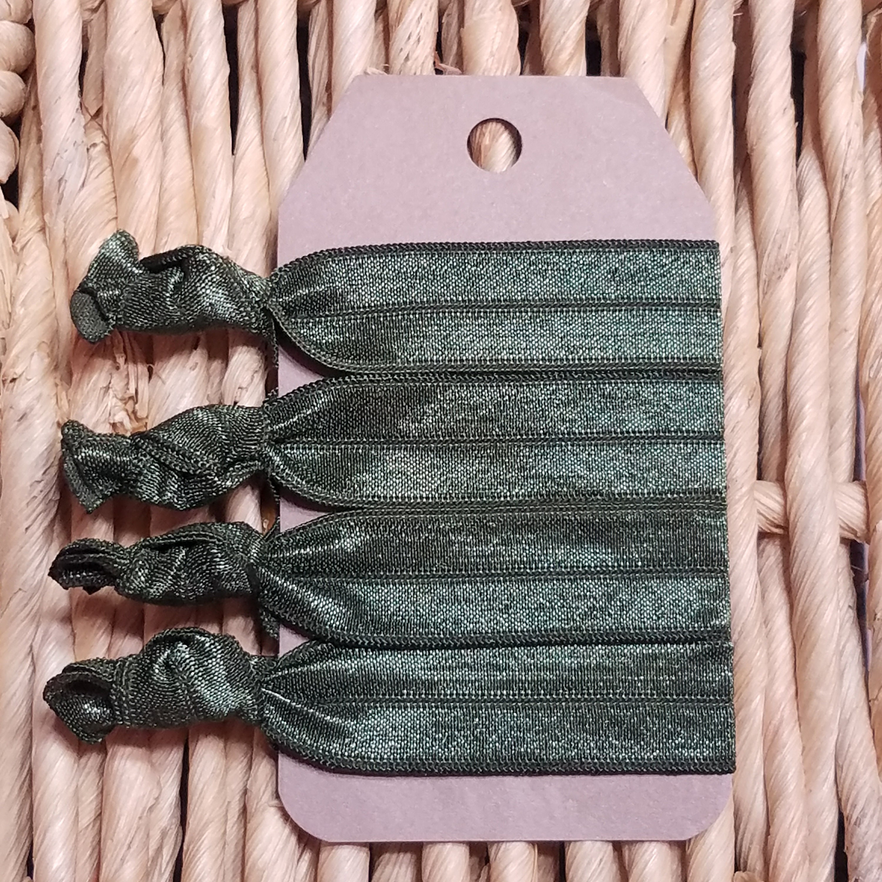 Olive Green Hair Tie Set 4 Dark Green Hair Ties Wedding Etsy