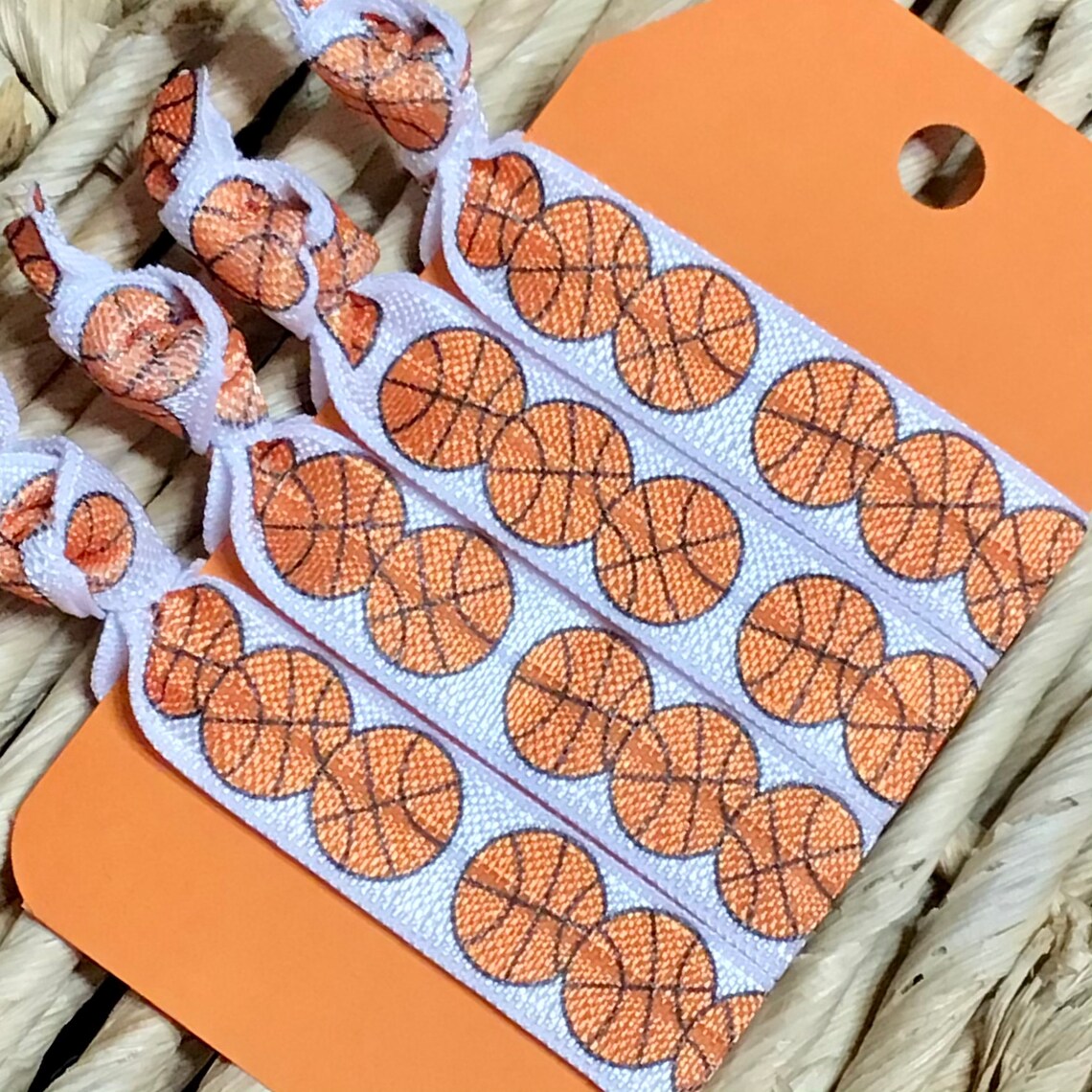 BASKETBALL PRINT Hair Tie Set 4 Orange & White Basketball Etsy