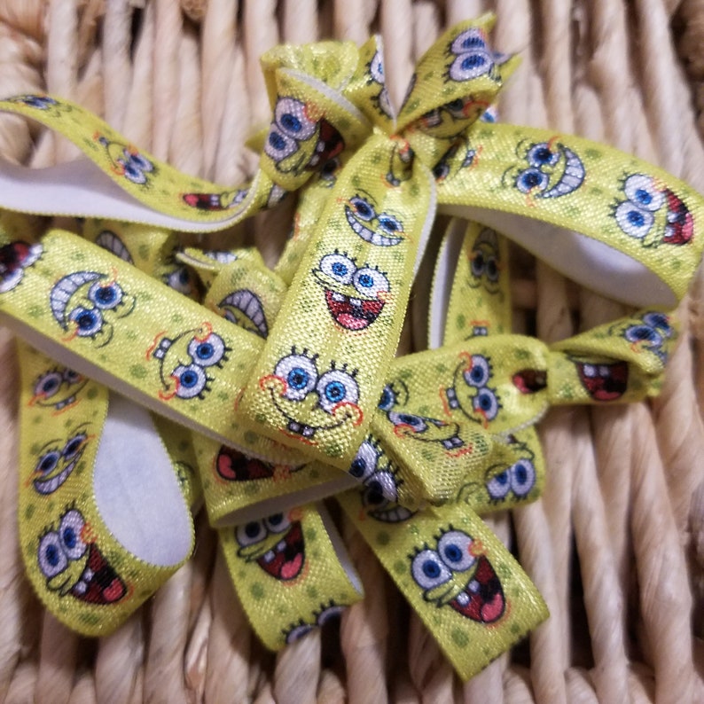 10 Spongebob Hair Ties Spongebob Bulk Hair Ties Sponge Bob Etsy